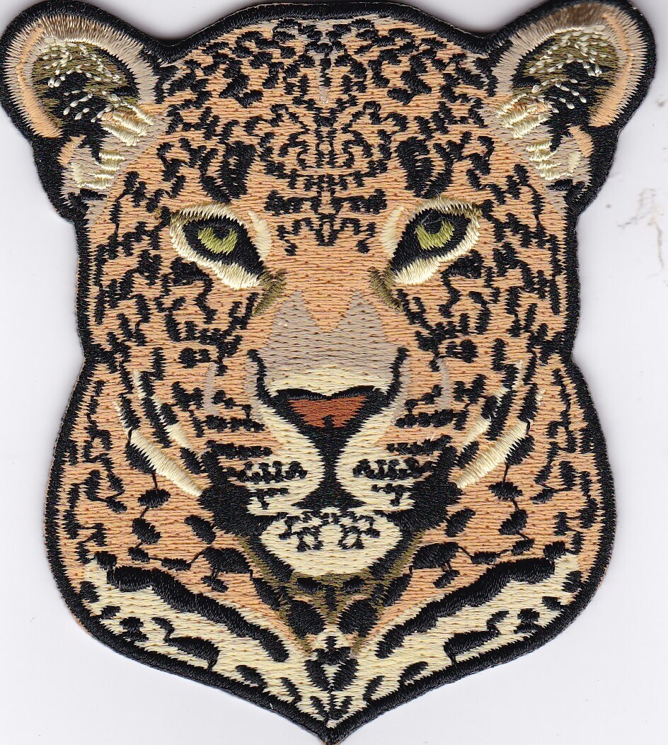 LEOPARD SEW/IRON PATCH EMBROIDERED PANTHER TIGER LION CHEETAH CAT EMBLEM