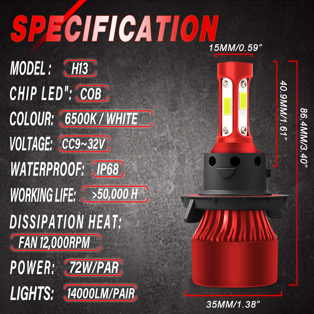 2X H13 9008 Super Bright LED Headlight Bulbs Kit 660000LM 6000K White Hi-Lo Beam