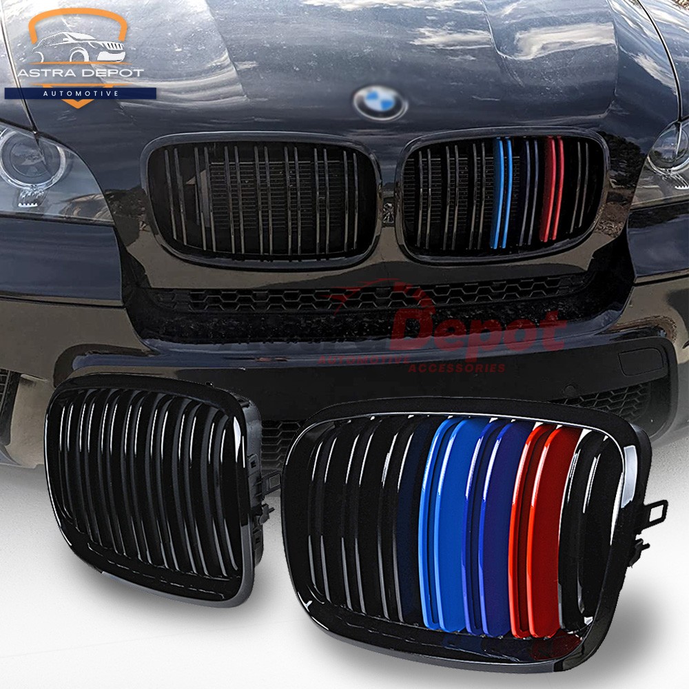 For 2009-2013 BMW X5 X5M E70 X6 X6M E71 Front Kidney Grill M-Color Gloss Black