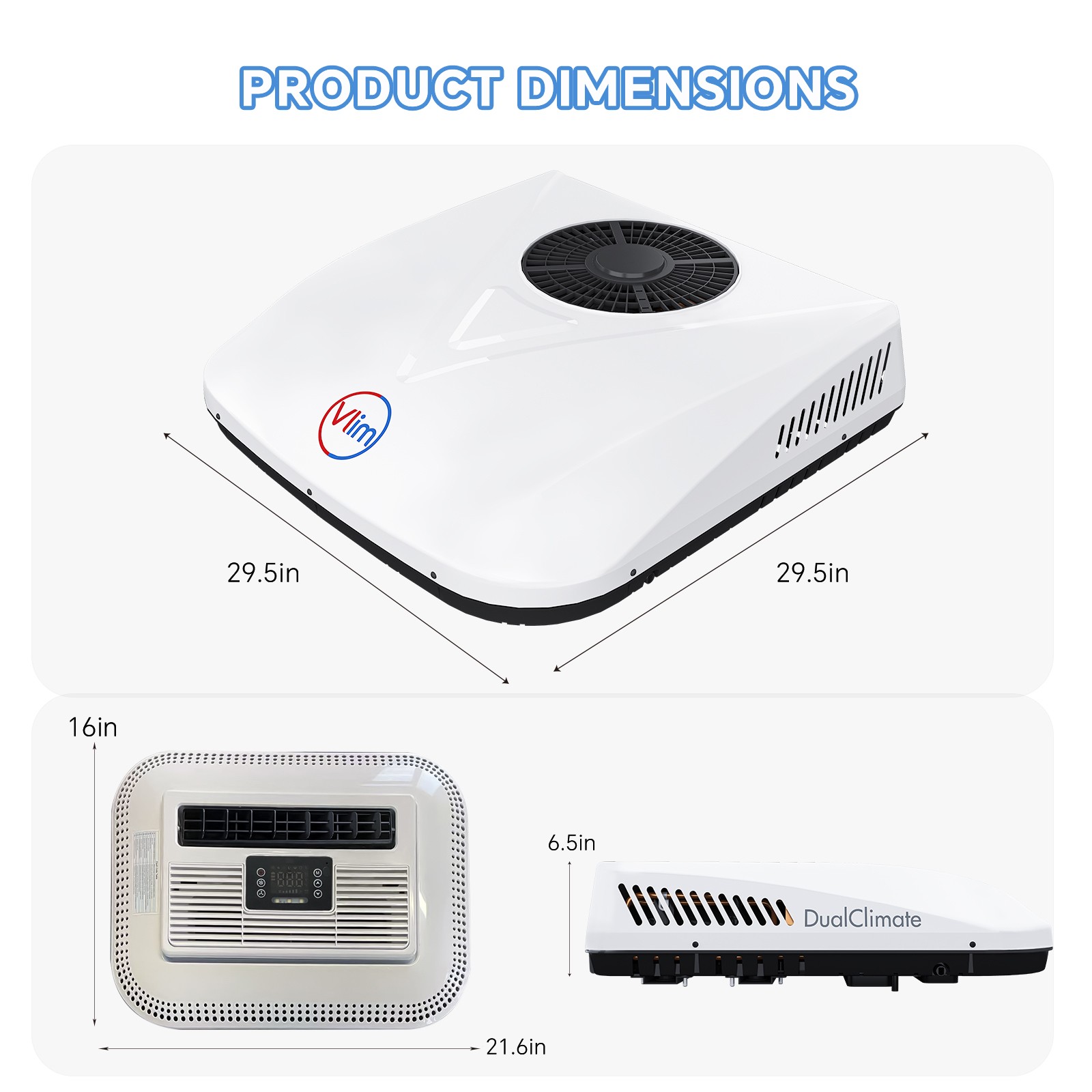 VLIM 12V RV Air Conditioner Cool Heat Rooftop AC Kit for Campers Trailers Camper