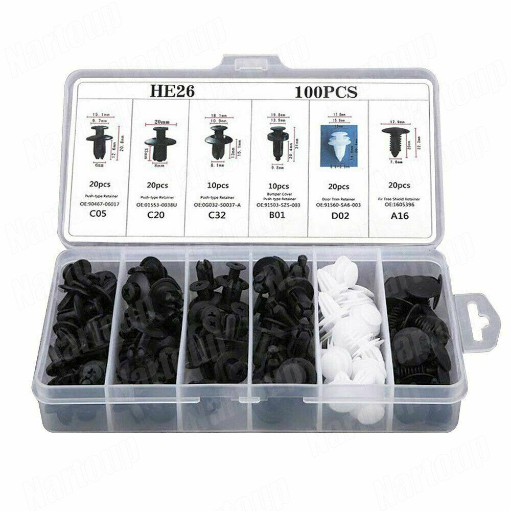 for Nissan 100 PCS Box Set Bumper Fender Liner Push Type Retainer Clips Fastener