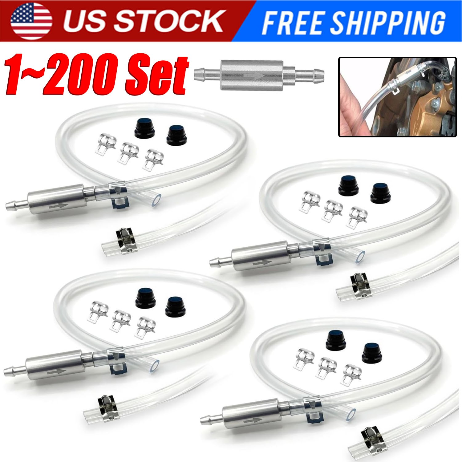Car Motorcycle Clutch Brake Bleeder Hose One Way Valve Tube Bleeding Tool LOT US