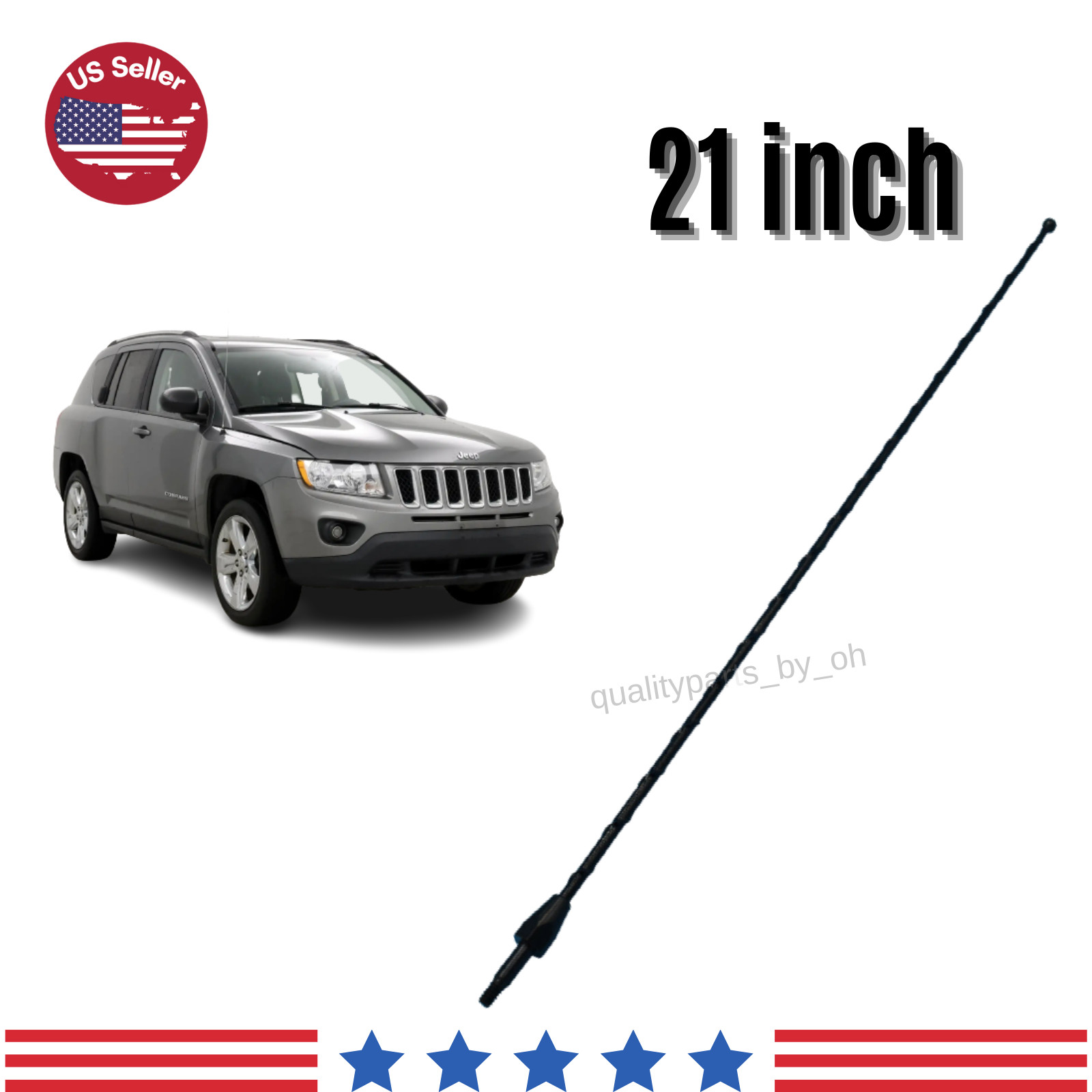21 Inch Black Am/Fm Radio Short Antenna W/Screws Mast for Jeep Compass 2007-2017