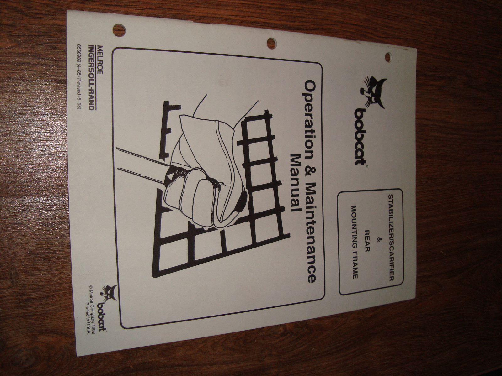 Melroe Bobcat Model Stabilizer Scarifier Rear Mount Operation Maintenance Manual