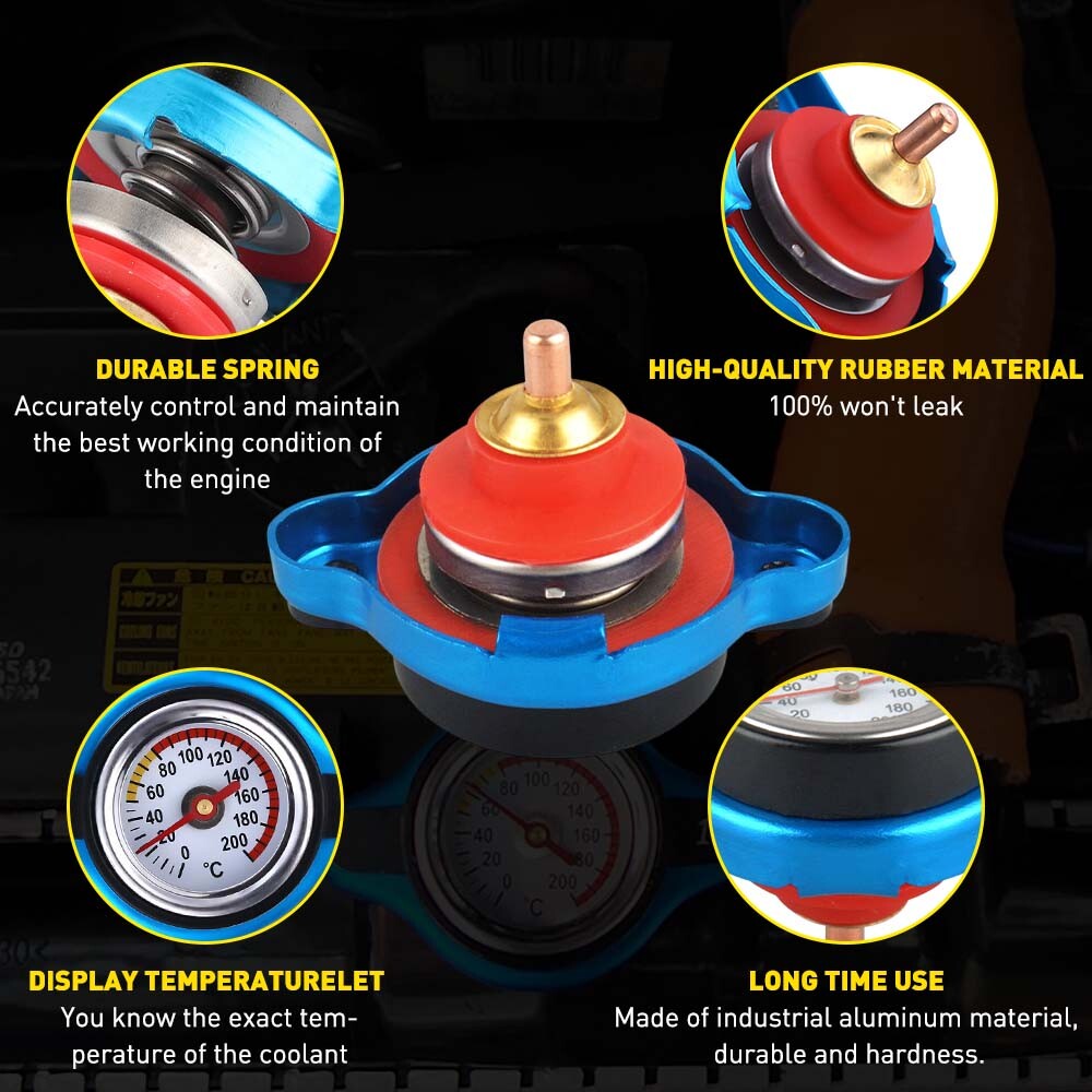 1.1 Bar Thermostatic Radiator Cap 13 PSI Pressure Rating with Temperature Gauge