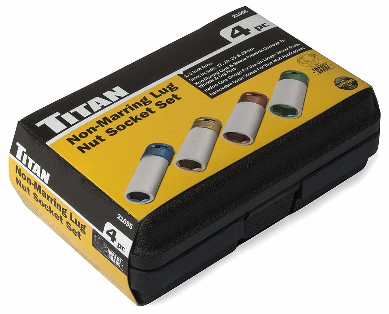Titan Tools 21095 1/2″ Drive Non-Marring Lug Nut Socket Set (4 Piece)