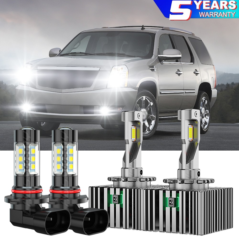 For 2007-2013 Cadillac Escalade LED Headlight Low Beam+Fog Light Bulb D1S 9145