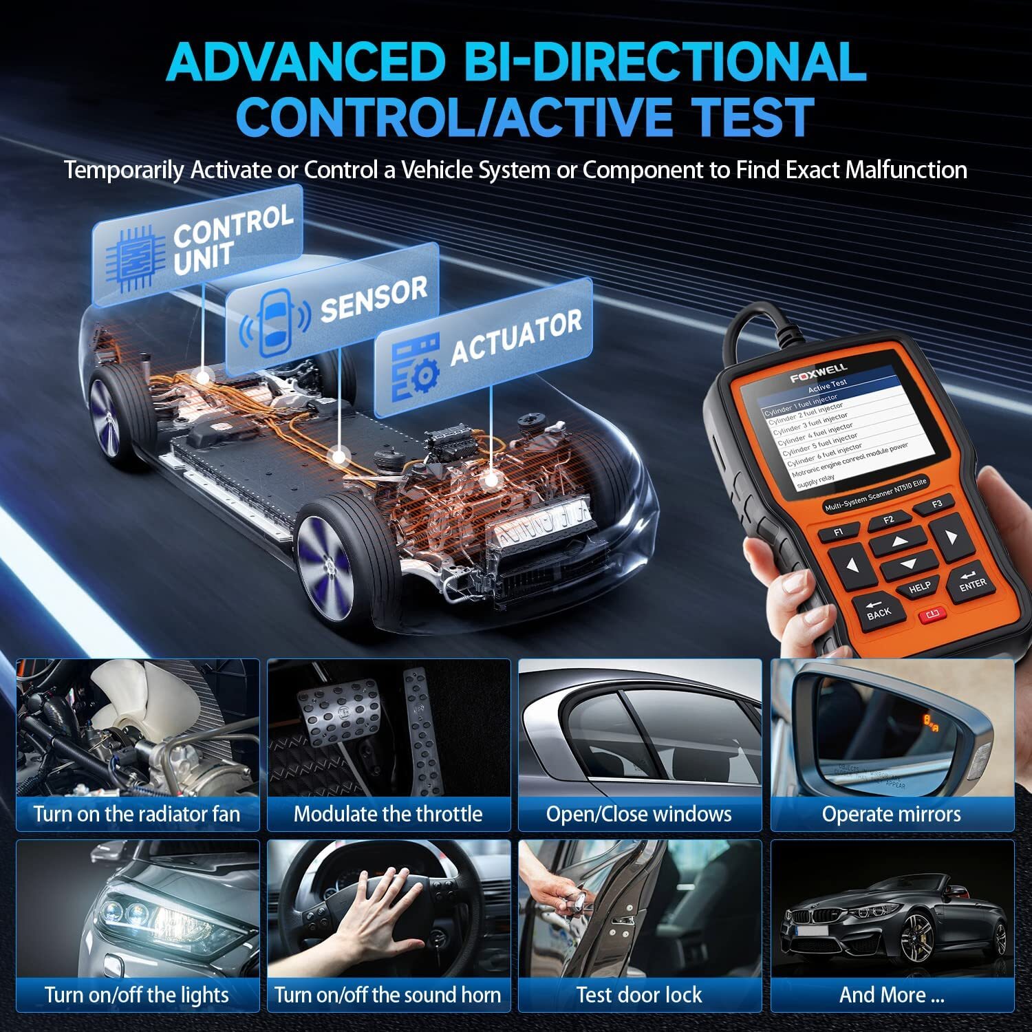 FOXWELL NT809 Bidirectional All System OBD2 Scanner Car Diagnostic Tool TPMS DPF