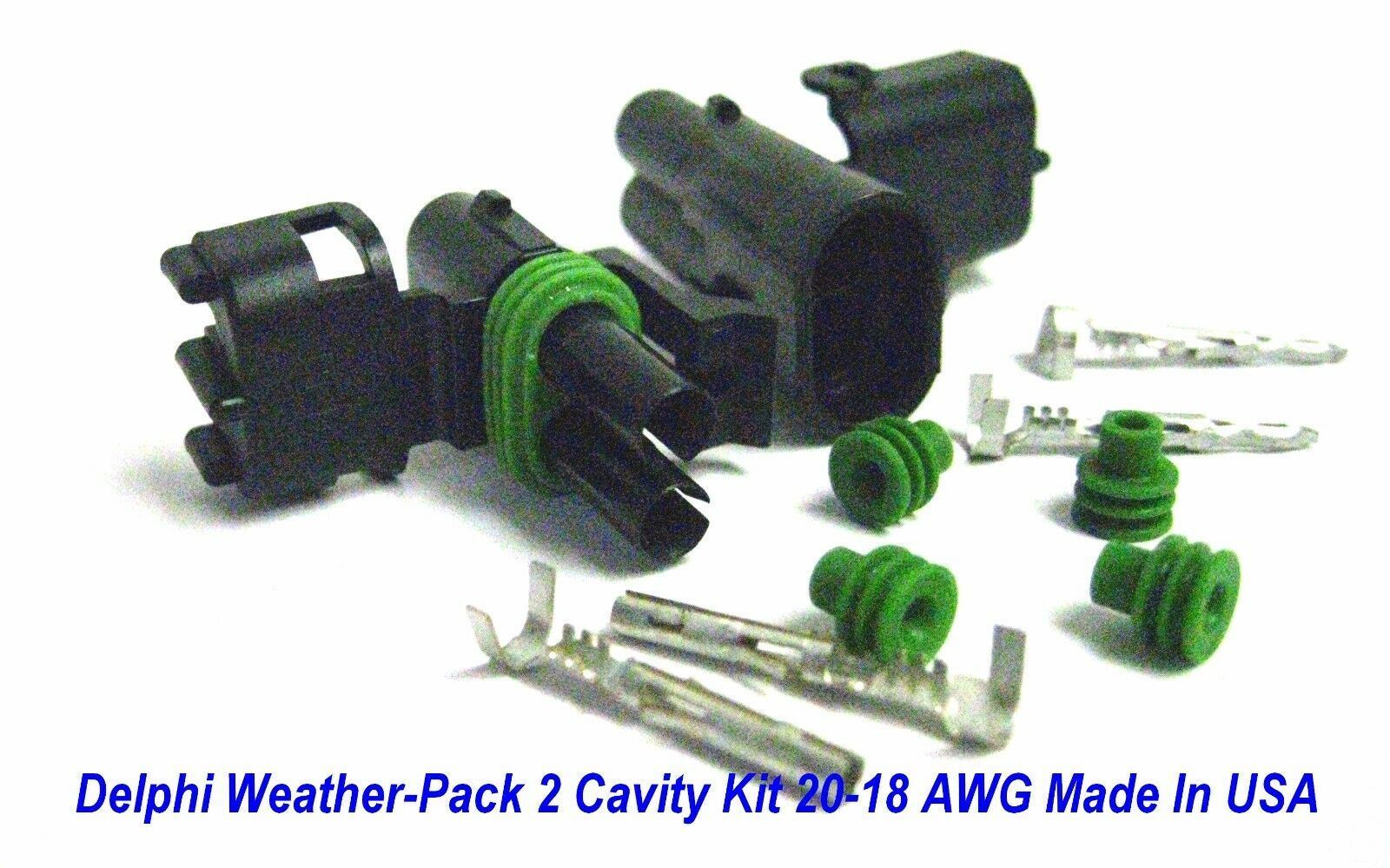 Aptiv Delphi Weather Pack Weathertight 2 Pin 20-18 Weatherpack Kit – Made In USA