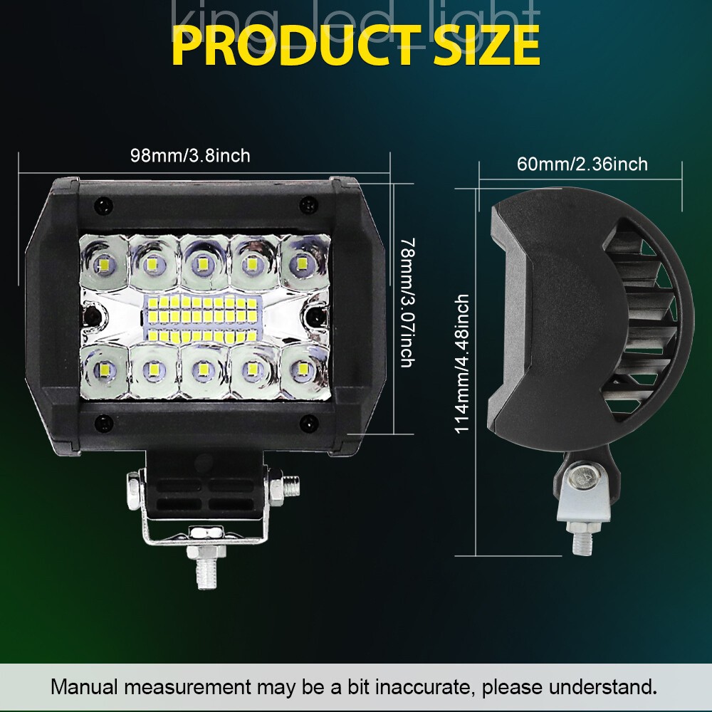 52” 1200W LED Light Bar + 22”+ 4″ Pods Combo Kit for Jeep Wrangler JK TJ CJ JL