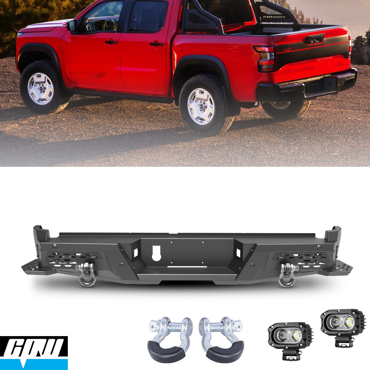 For 2022 2023 2024 2025 2026 Nissan Frontier Textured Rear Bumper Steel Bumper