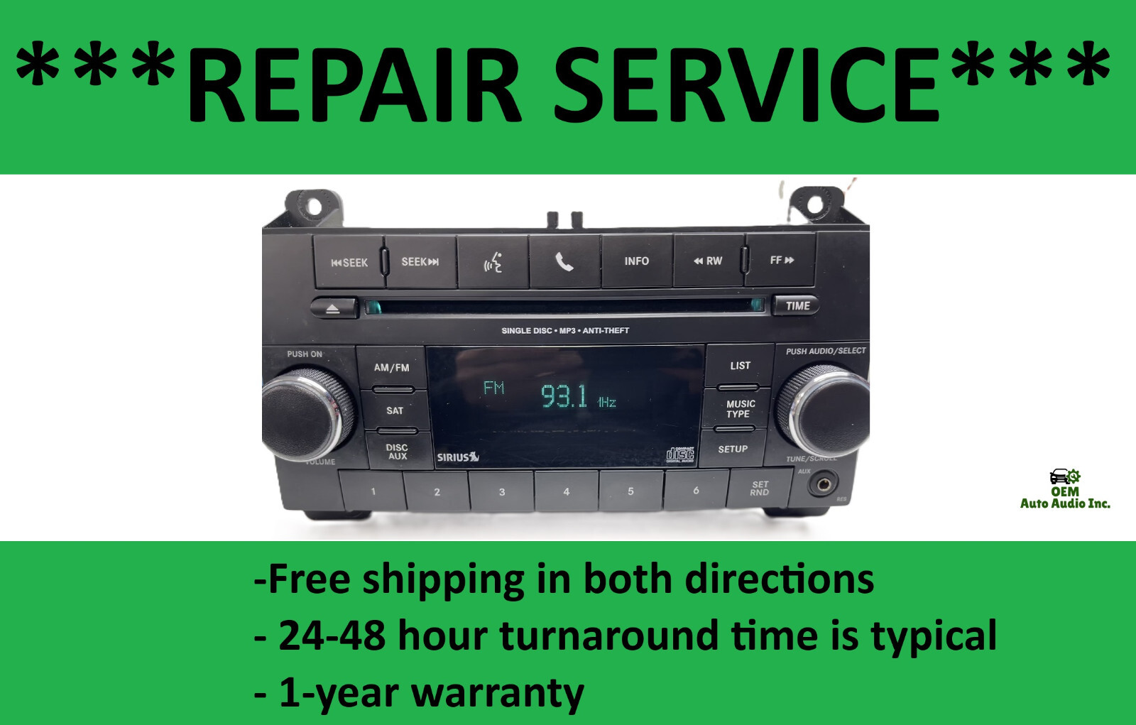 **REPAIR SERVICE** 2007 – 2017 RES Jeep Dodge Chrysler Radio
