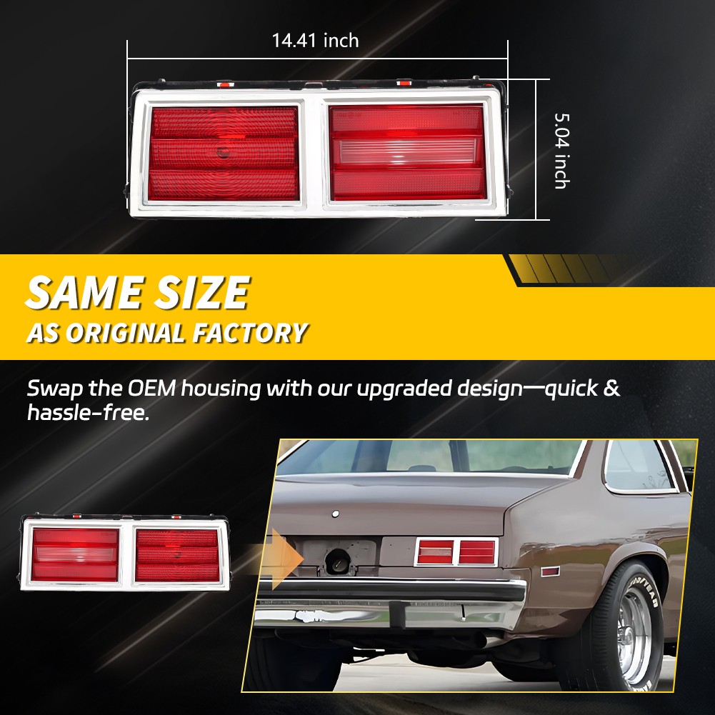Red Lens Tail Light Lamp Assembly Set With Gaskets For 1975-1979 Chevy II Nova