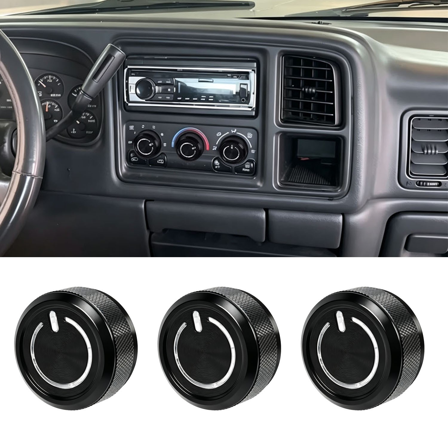 3PCS A/C Climate Switch Control Knobs for Chevy Silverado for GMC Sierra 1999-02