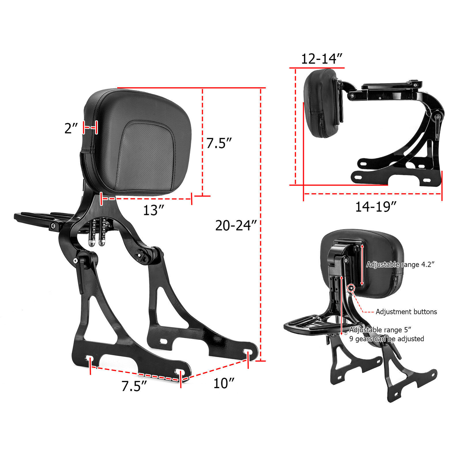 Multi-Purpose Backrest Sissy Bar For Harley Sportster 883 1200 Iron 2004-2024