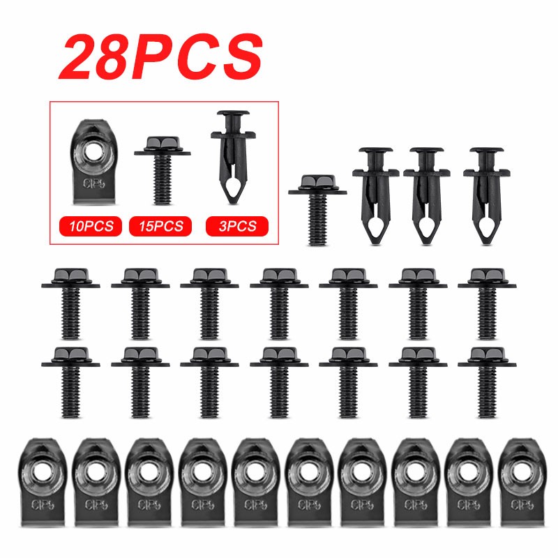 Car Body Bolts & U-nut Clips Engine Under Cover Splash Shield Guard Hardware Kit
