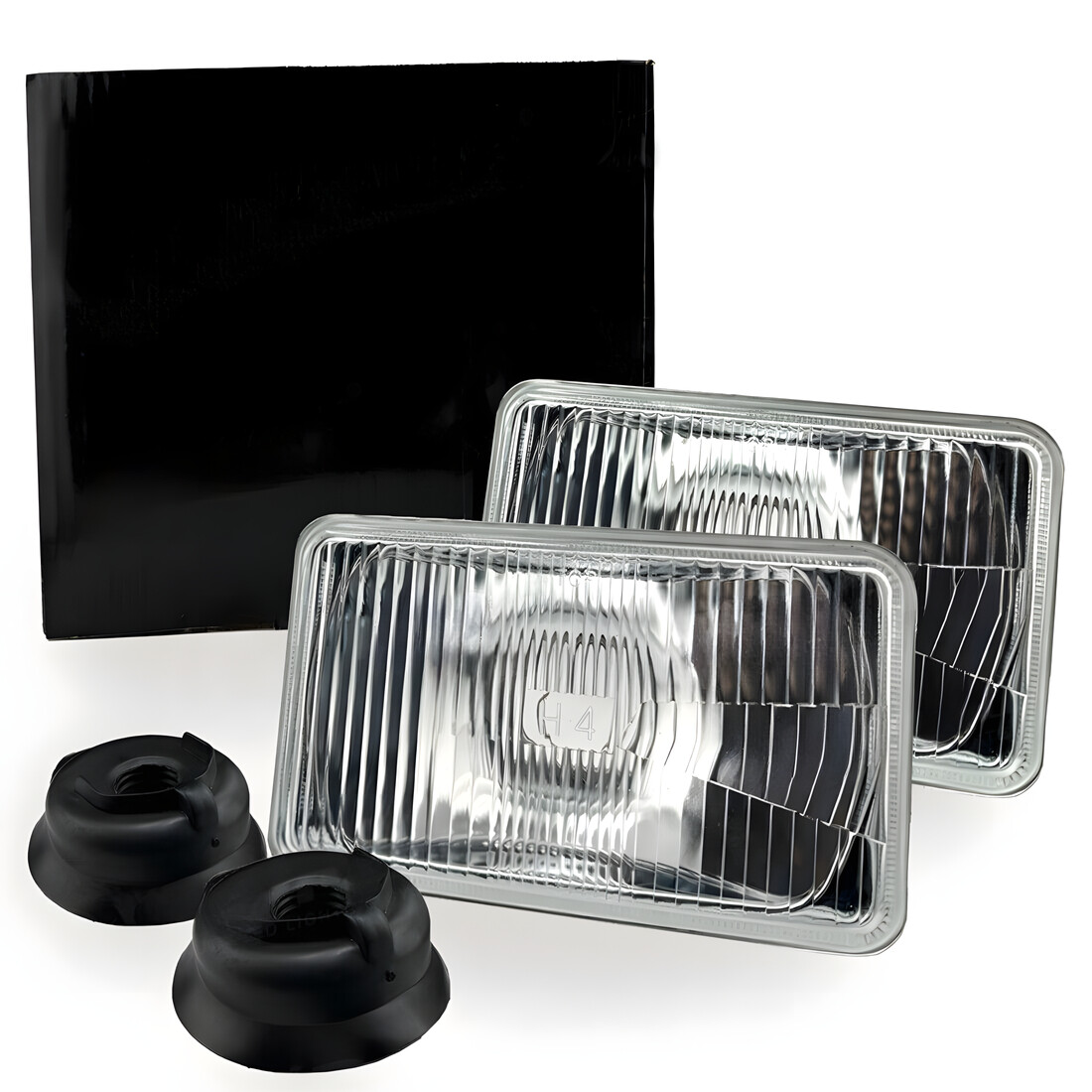FOUR(x4) 4×6″ H4 Glass Headlights Conversion Halogen Semi Sealed Kit HID & LED