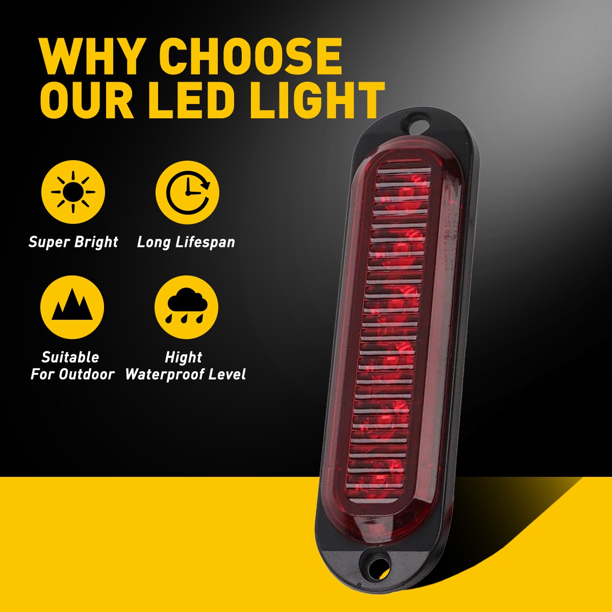 4x 12V Marker Lights Truck Trailer Waterproof 6-LED Side Clearance Light Red
