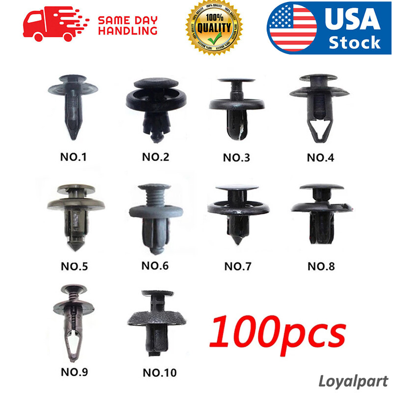 100Pcs Bumper Clips FENDER TRIM Car Auto Push Pin Rivet FASTENER PANEL Retainer