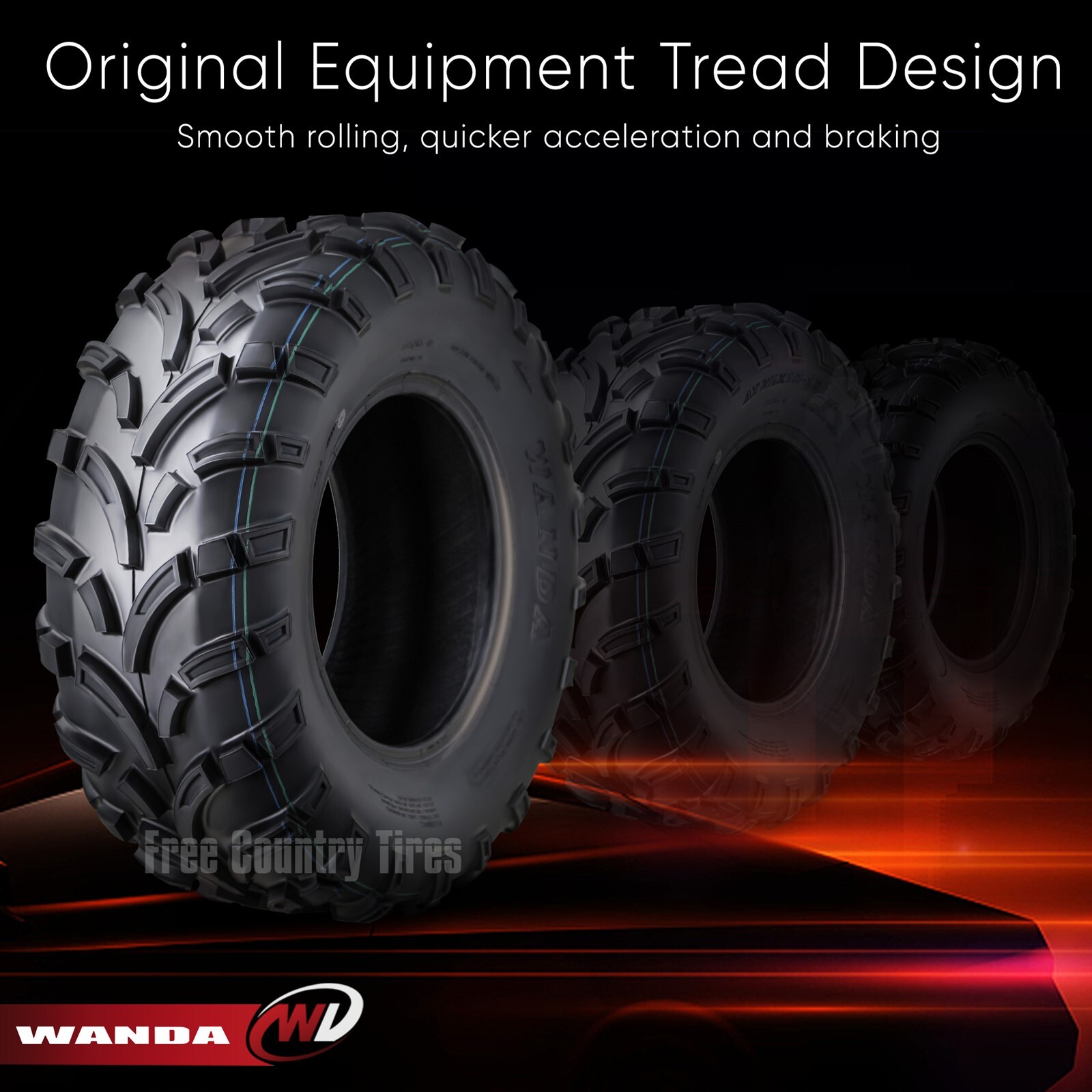 Set of 4 WANDA ATV Tires 25×8-12 25x8x12 Front & 25×10-12 25x10x12 Rear 6PR Mud