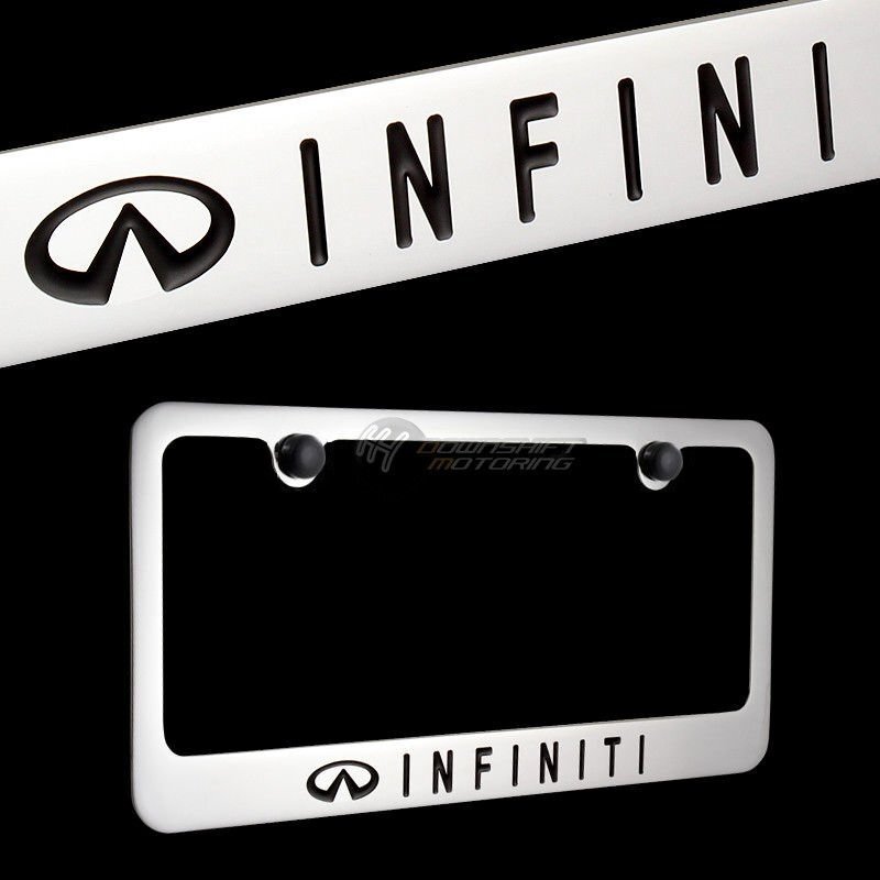 For Nissan INFINITI Chrome Plated Brass License Plate Frame w/ Caps + Free GIFT