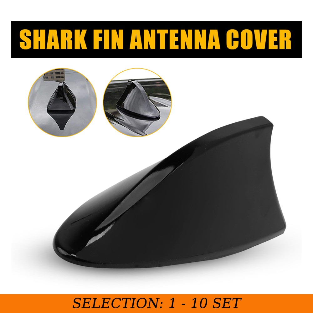 1-10 Universal Shark Fin Antenna Car Signal Radio AM/FM Aerial Gloss Black Cover