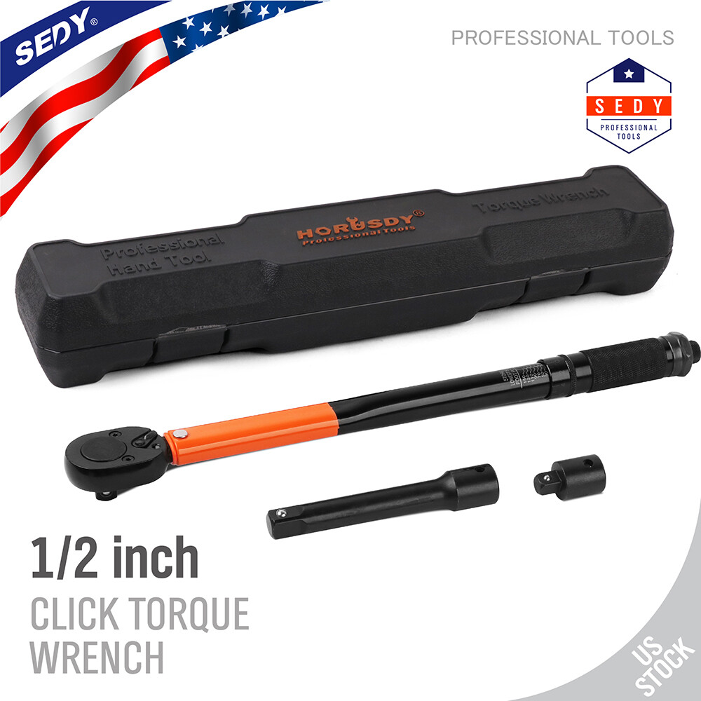 1/2″ Drive Click Torque Wrench Snap Socket Ratcheting 10~150 FT-LB/13.6~203.5N-M