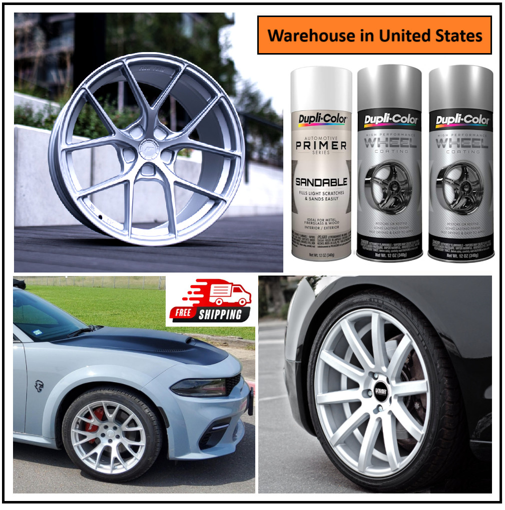 Metallic Silver Wheels Rims Spray Paint +Primer Coating 3 Cans