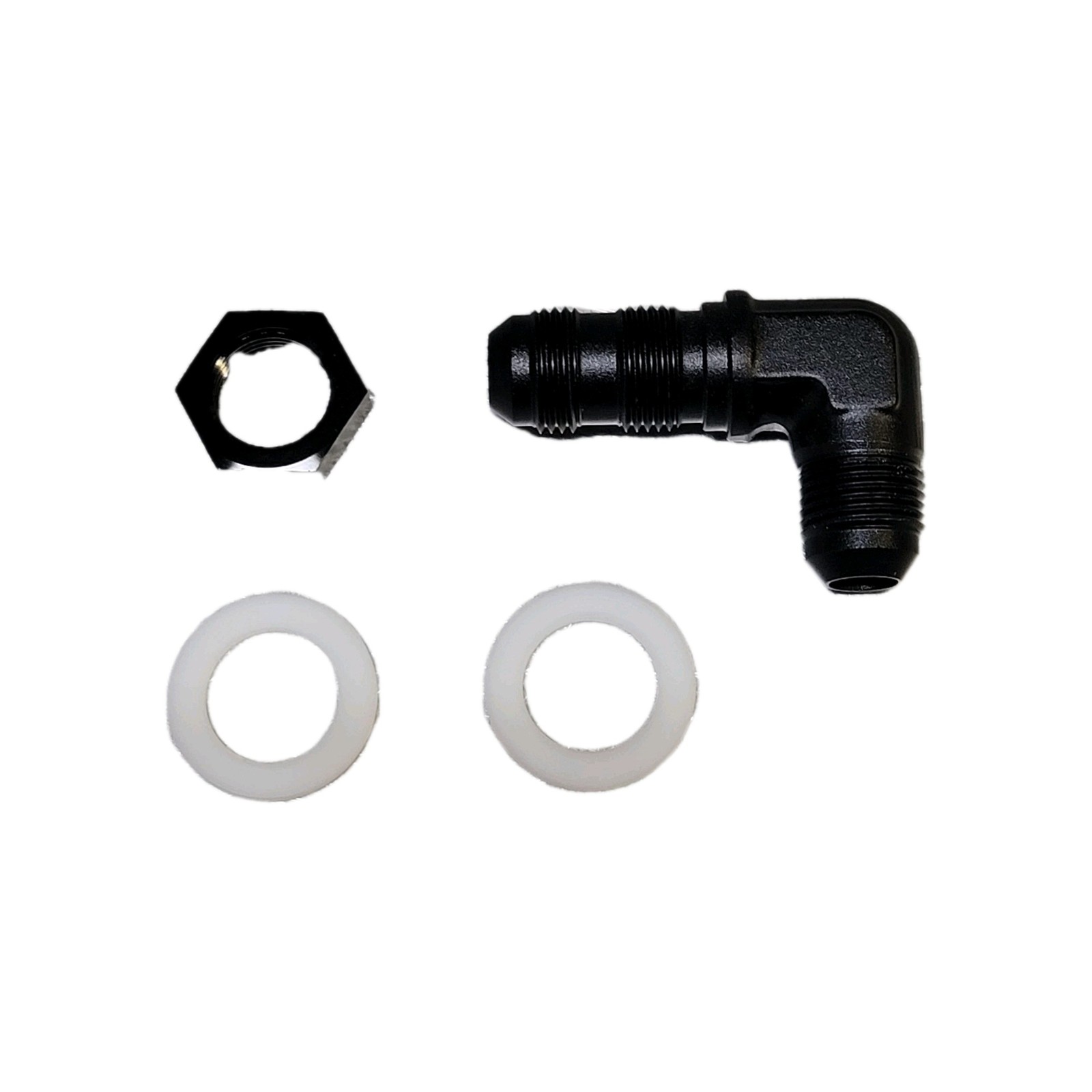 -8 AN 90 Degree Bulkhead Fitting Male to Male Adapter w/ Nut Black Aluminum 8AN