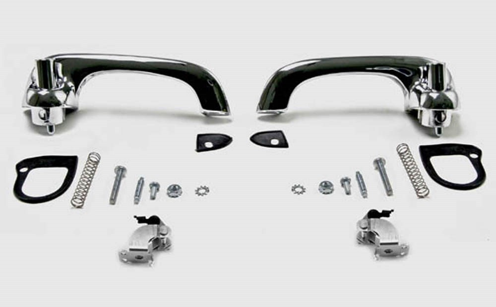 NEW! 1967-1968 Mustang Outside Door Handles, Pads, Hardware Chrome Good Quality