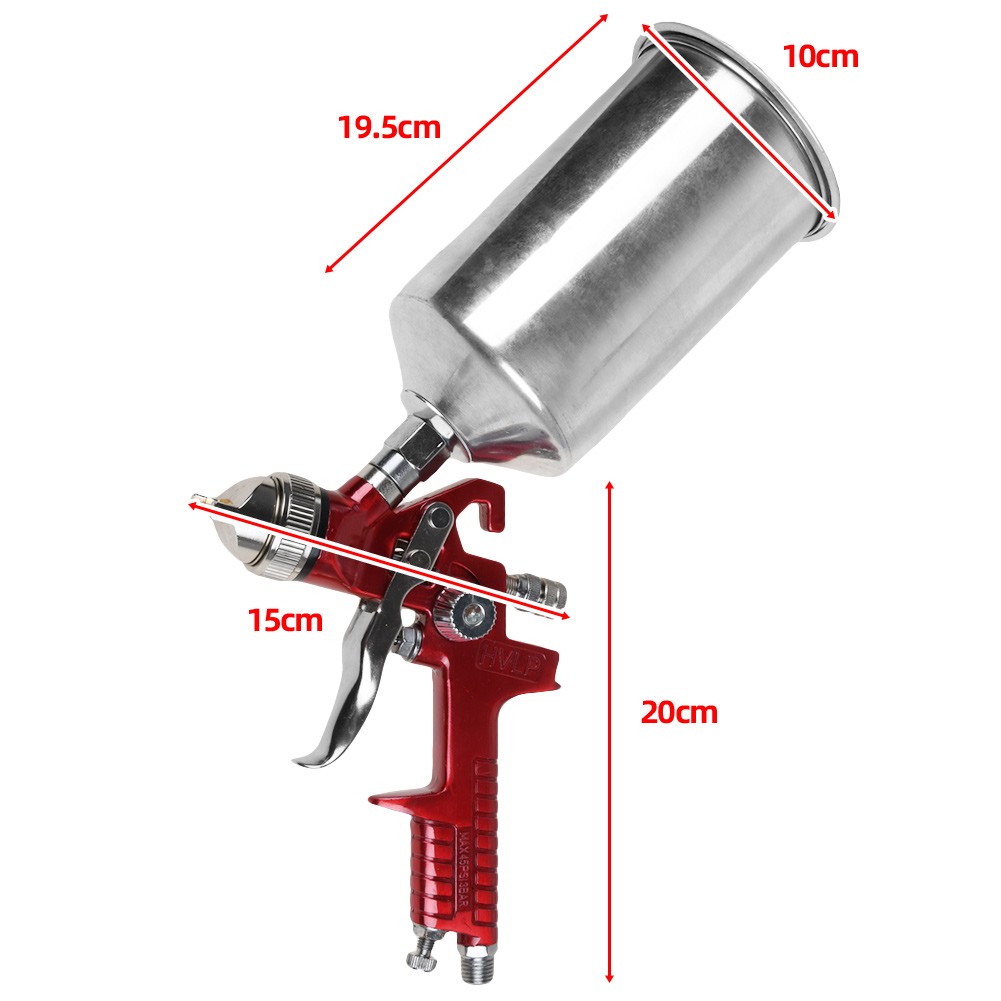 HVLP Air Paint Spray Gun Gravity Feed Car Auto Gun Kit 1.4mm/1.7mm/2.5mm Nozzles