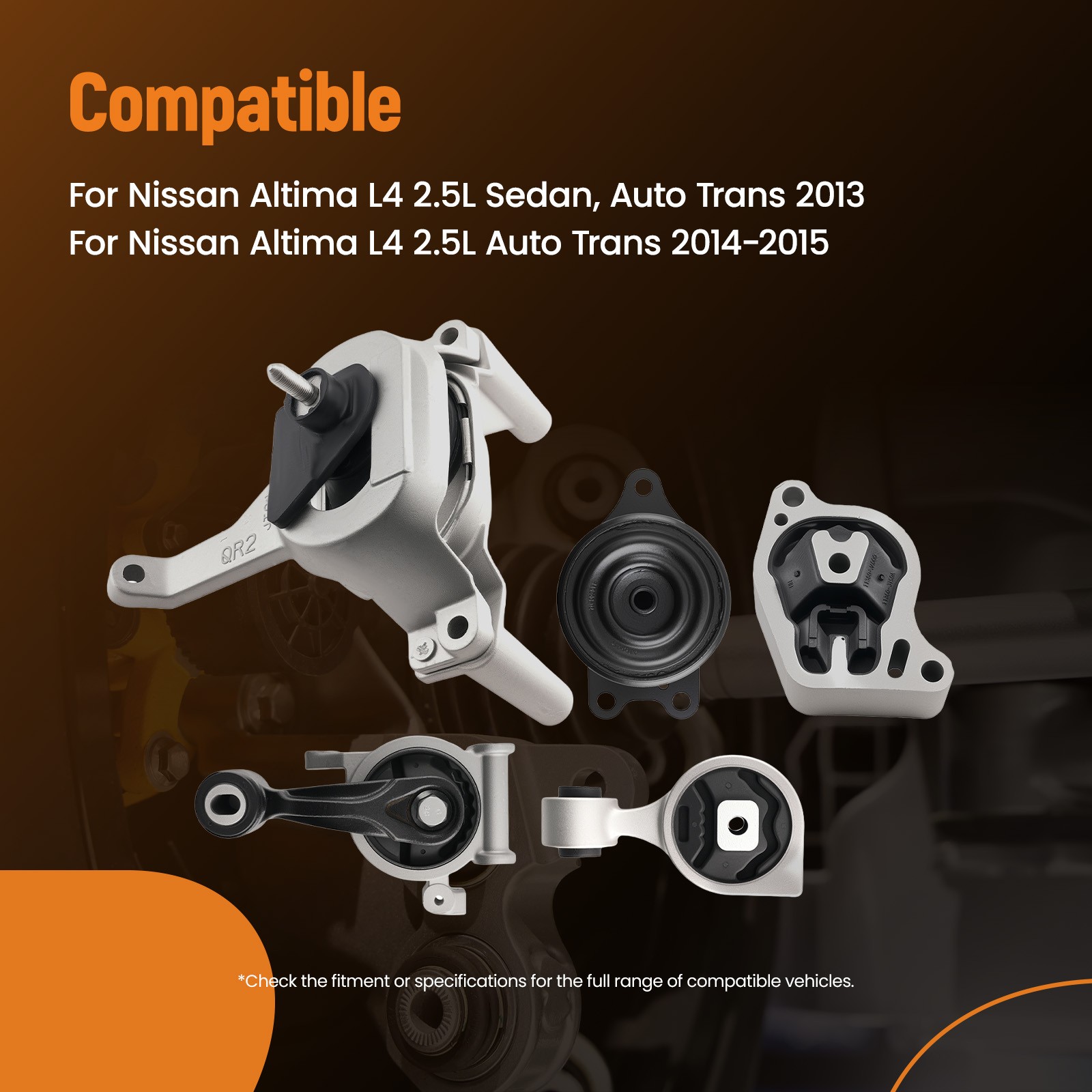 Engine Mount Kit Aluminum Rubber For Nissan Altima L4 2.5L 2013-2015 5 PCS