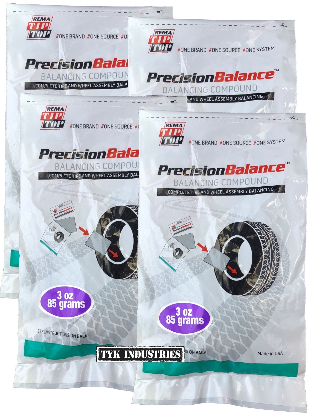 4 REMA PrecisionBalance 3 oz Tire Balance Beads Kits (12 ounces) Drop in Bags