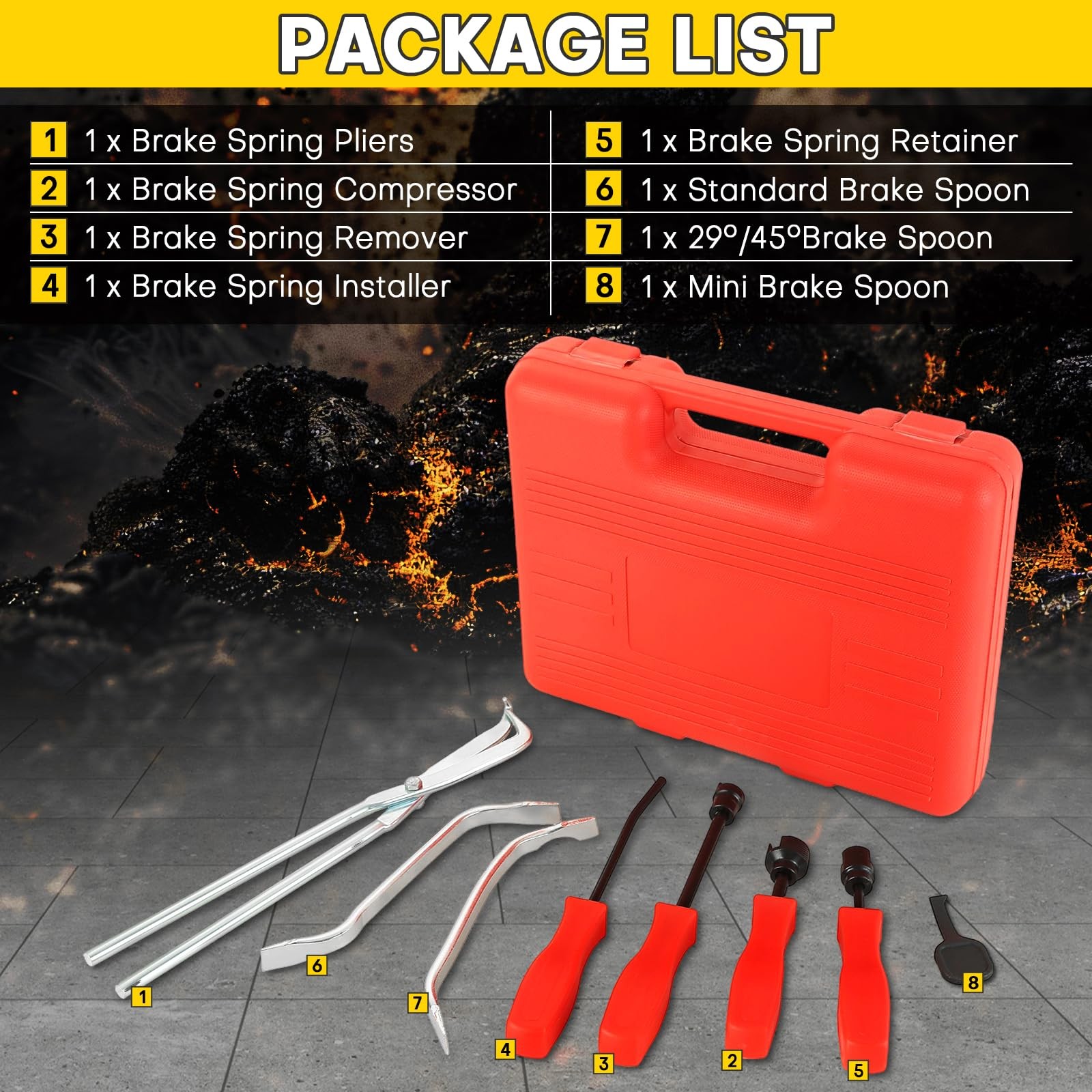 Acymner 8PCS Drum Brake Tool Kit | Tool, Spring Red
