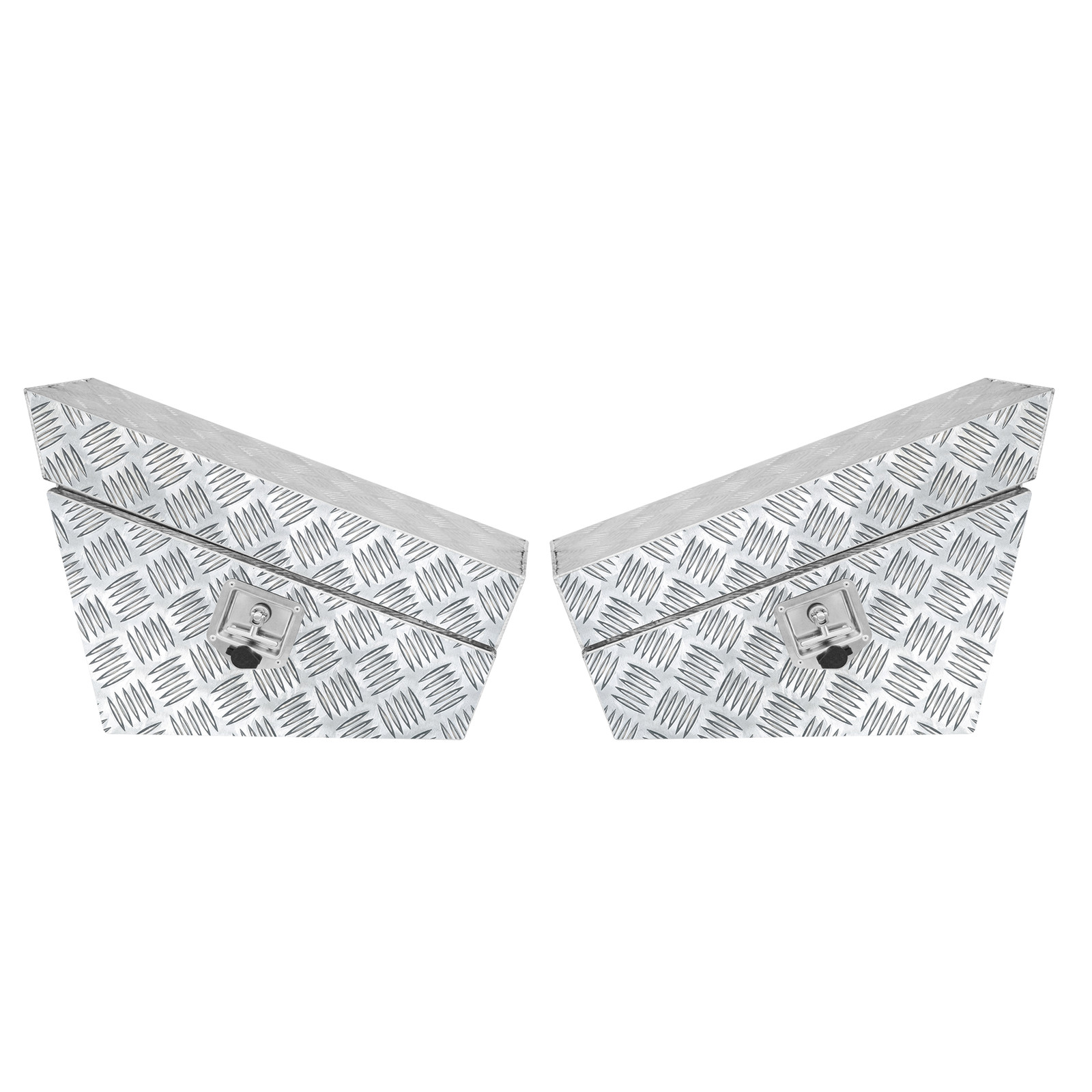 Pair Diamond Plate Al Undertray Toolbox 30x10x17″ Underbody Pickup Truck Silver