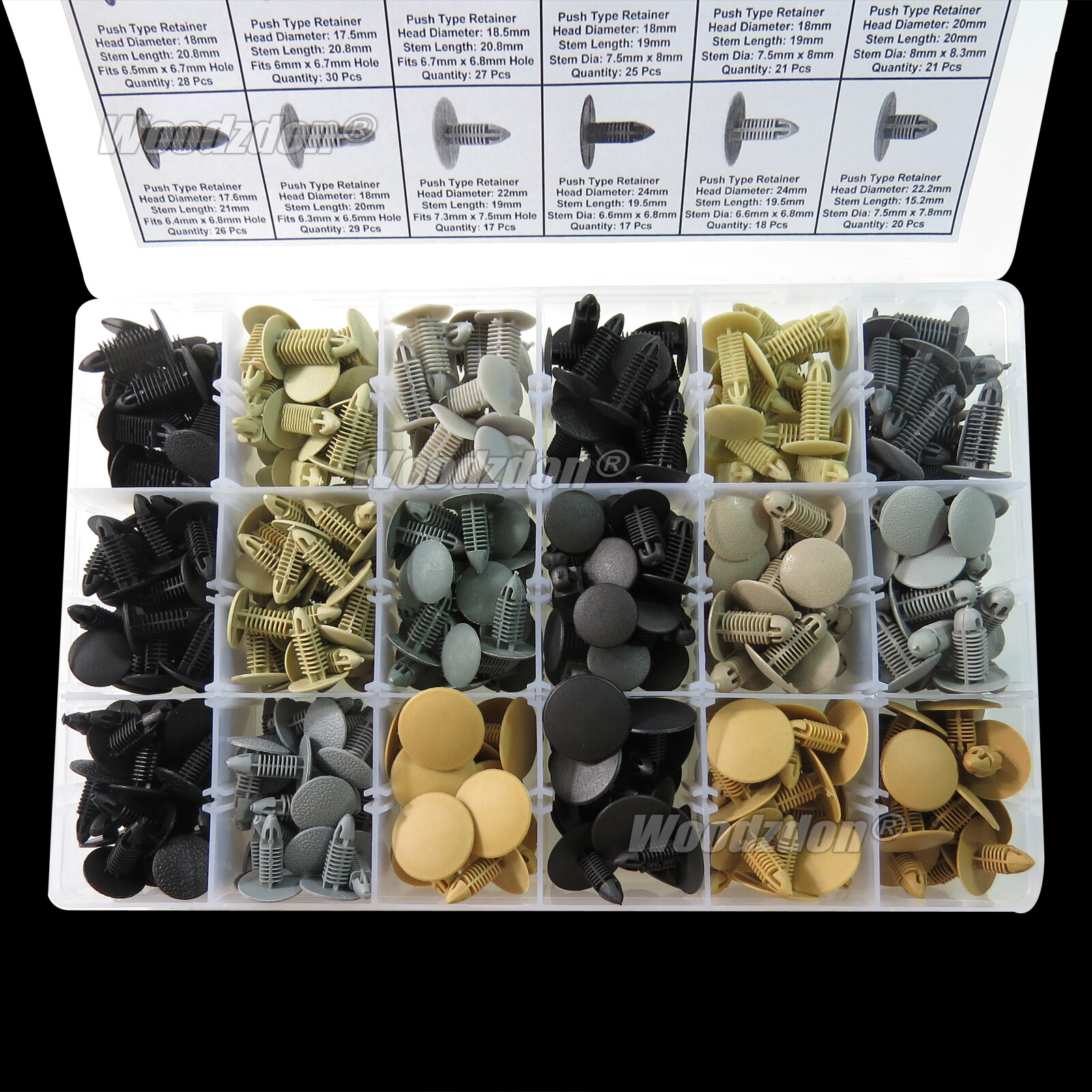 389 Clip Auto Body Push In Fasteners Fir Tree Type Retainer Assortment Universal