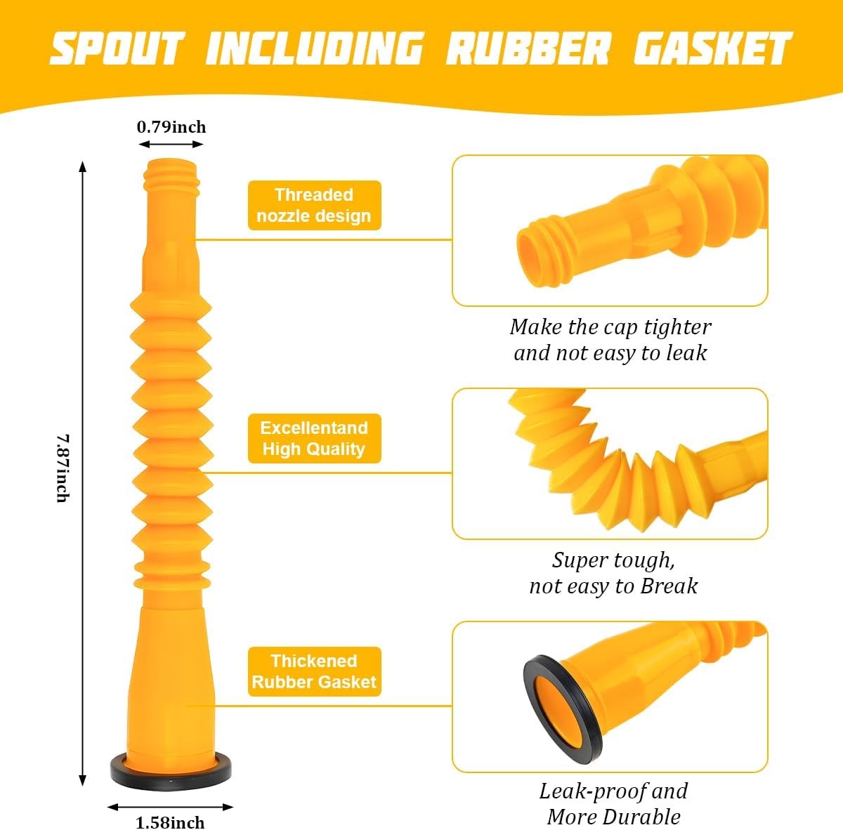Car Gas Can Spout Flexible Nozzle and Vent Cap 1/2/5/10 Gallon TanksColor: 1Kit