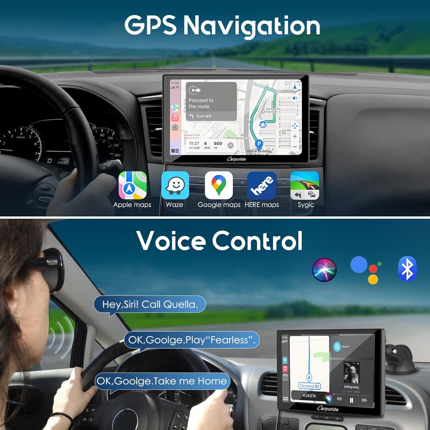 CARPURIDE C98 Wireless 9’’ Apple Carplay Android Auto GPS Navigation Car Stereo