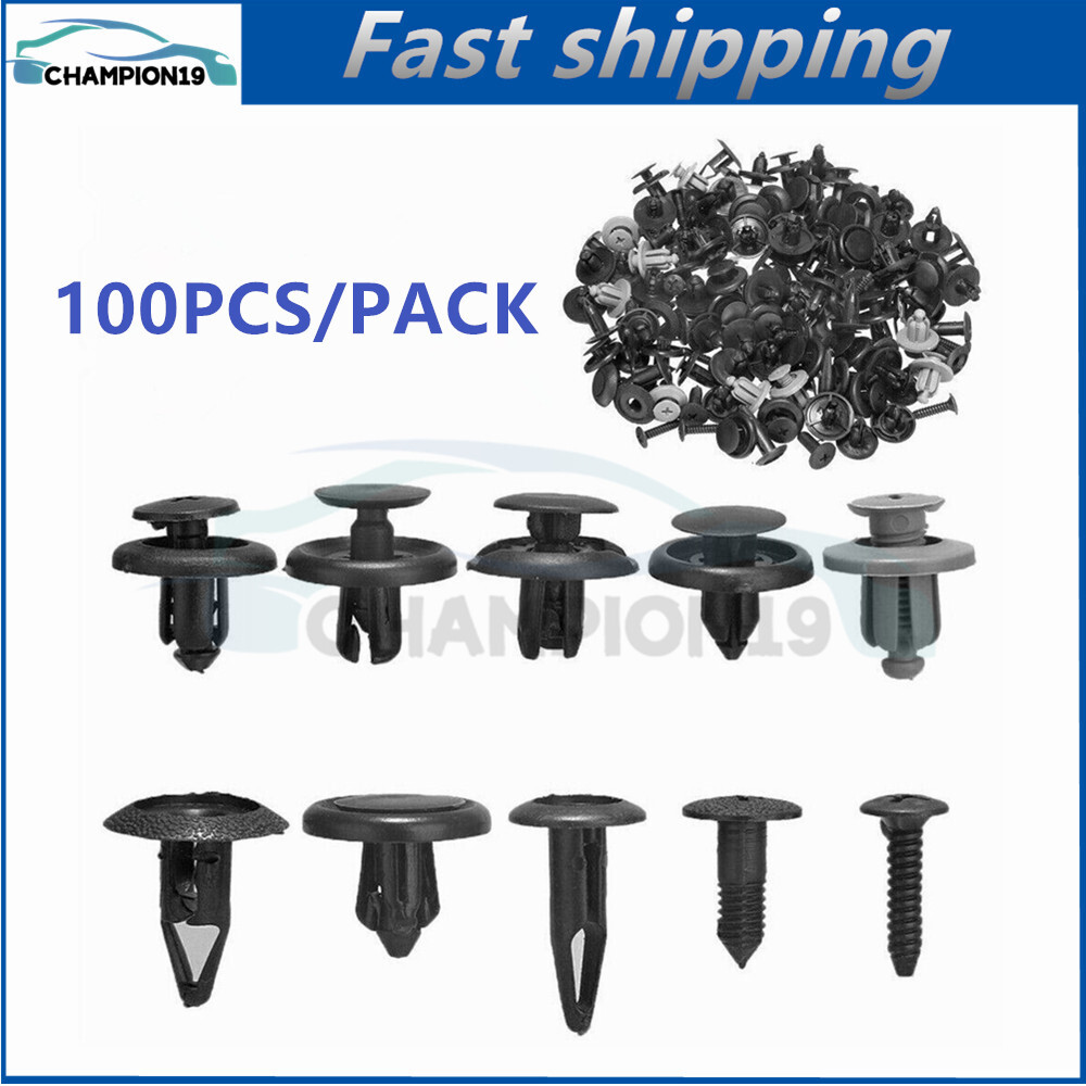 100pcs Trunk Screw Rivets Set Bumper Fender For Auto Fastener Clips Plastic NEW