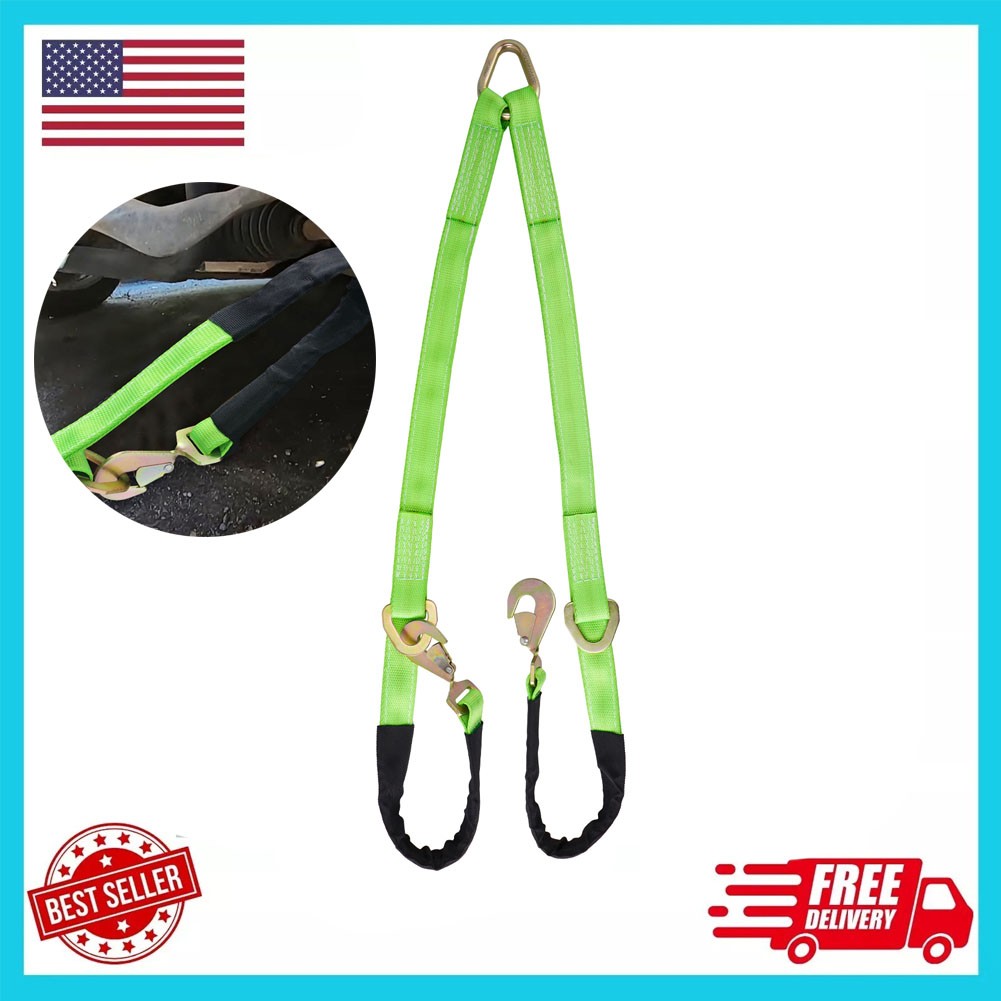 V-Bridle Recovery Strap 2″x4′ w/Snap Hooks w/ Cordura Sleeve & Axle Straps Tow