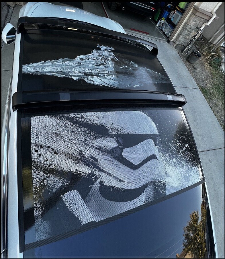 STORM TROOPER PERFORATED Window Graphic Decal Sticker Truck SUV VAN STAR WARS