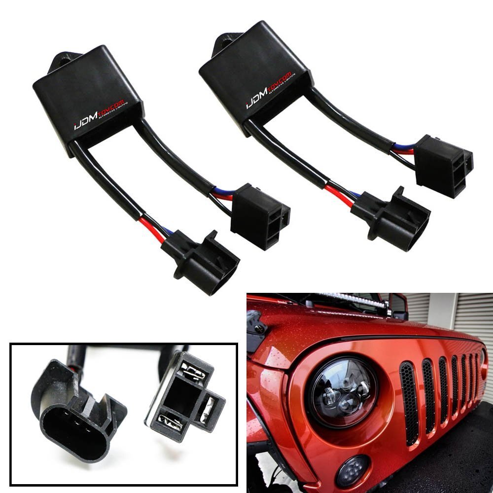 H4-To-H13 Jeep Wrangler JK Anti-Flicker Decoders For Any 7″ Round LED Headlight