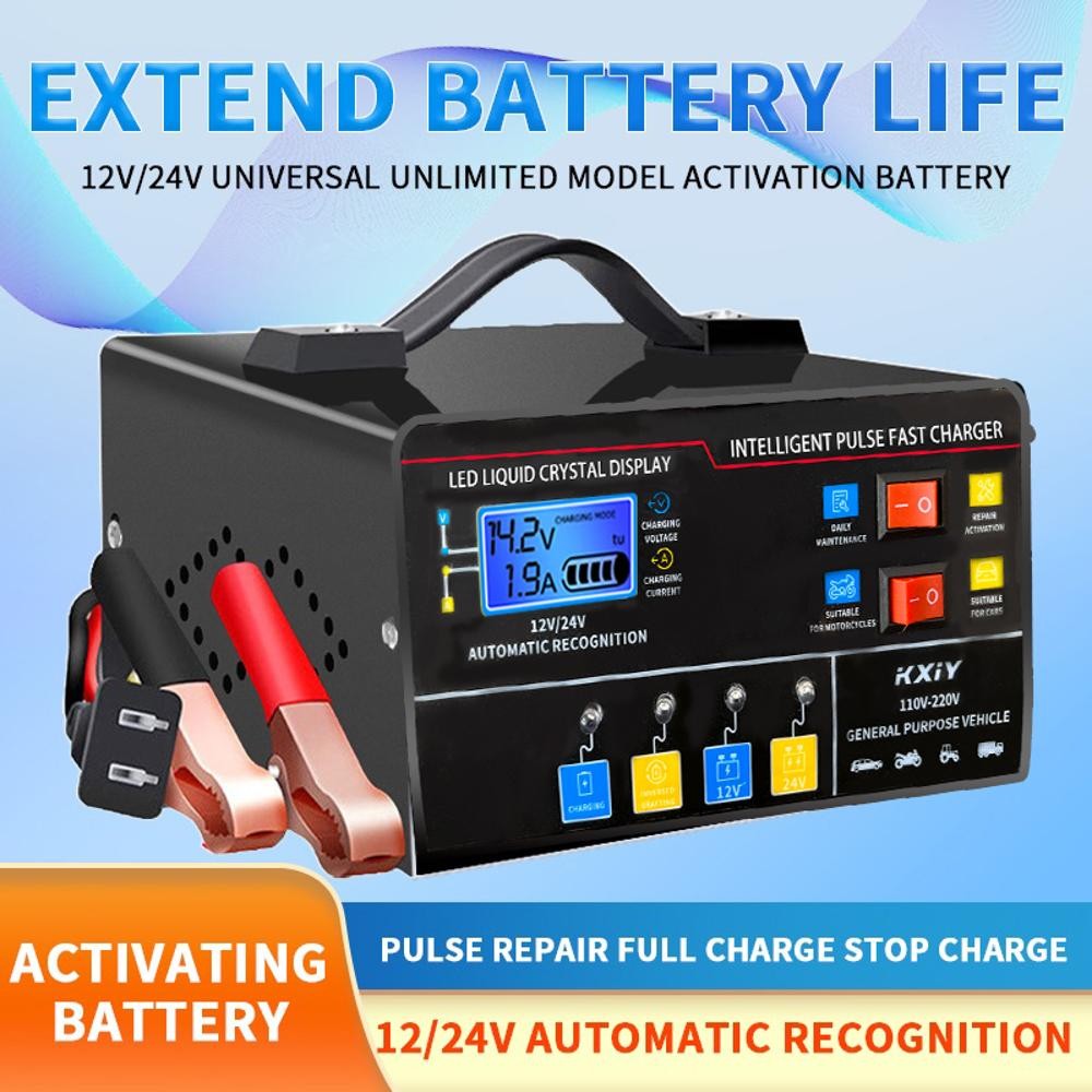 Heavy Duty 400A Car Battery Charger 12V/24V Smart Automatic Pulse Repair Trickle