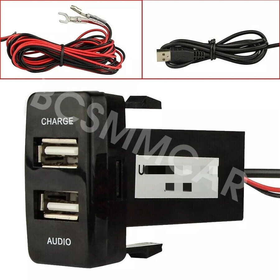 12-24V DC Car Dual USB Charger Fit For Toyota FJ Cruiser 2007-2014 Audio Adapter
