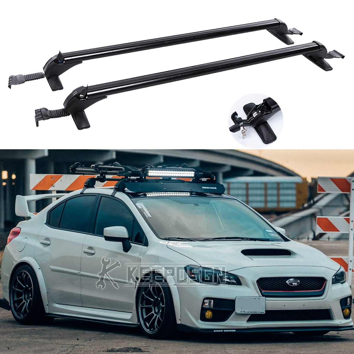 For Subaru WRX STI 2015-UP 43.3″ Roof Rack Cross Bars Luggage Bike Kayak Carrier