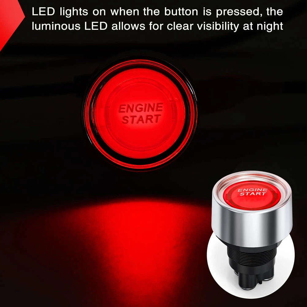 Universal 12V Car Red Illuminated Engine Start Switch Push Button Race Starter