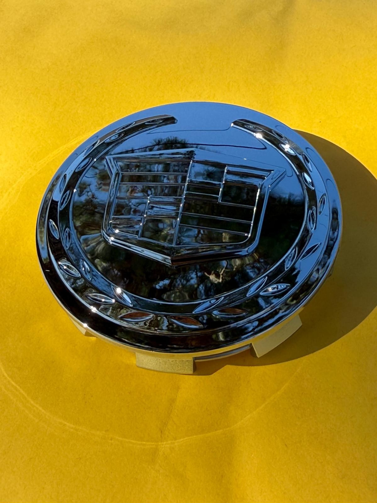 4 X Cadillac FULL Chrome Center Caps 83MM, Satisfaction Guaranteed!