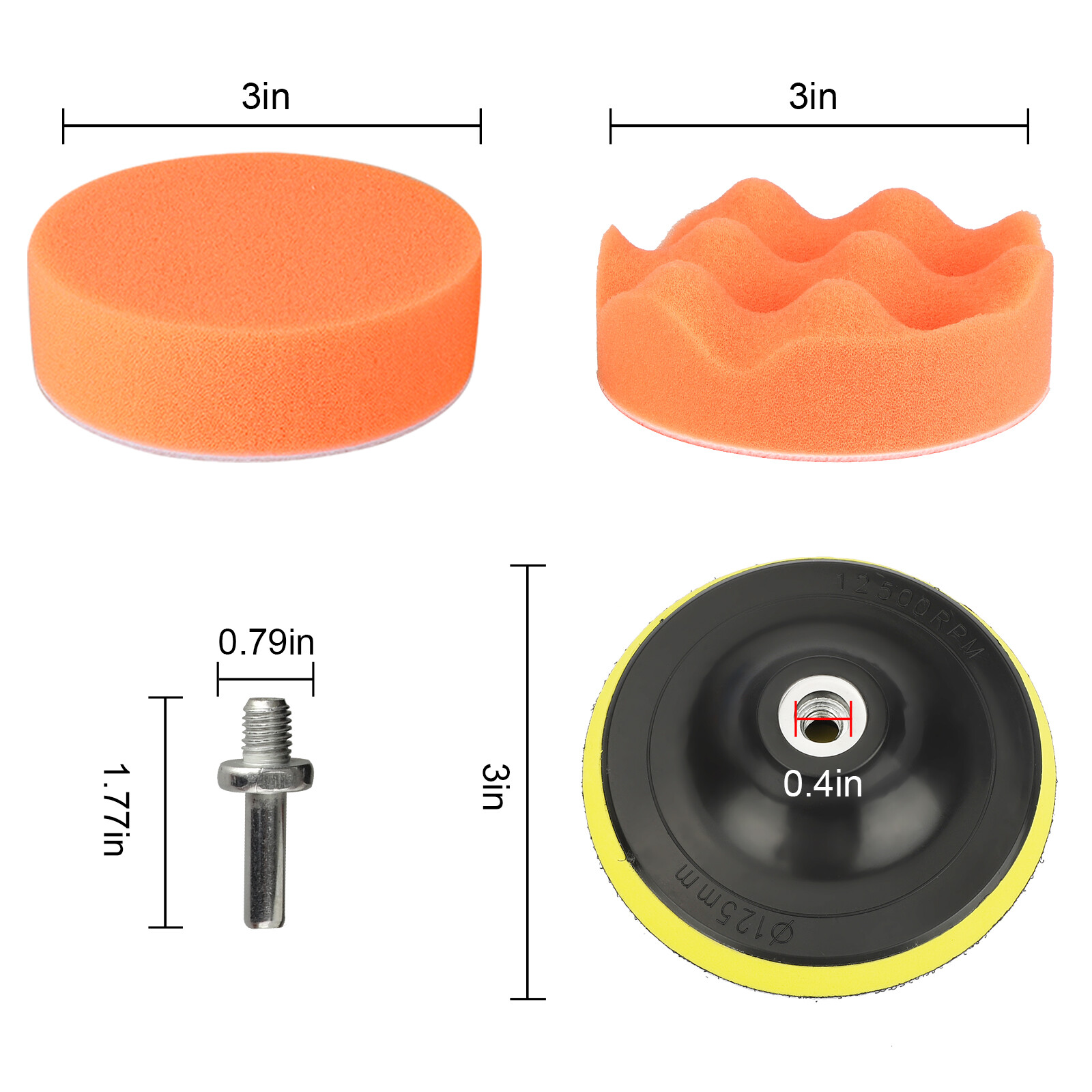 19Pcs 3″ Inch Polishing Pads Sponge Woolen Waxing Buffing Pad Kits Drill Adapter