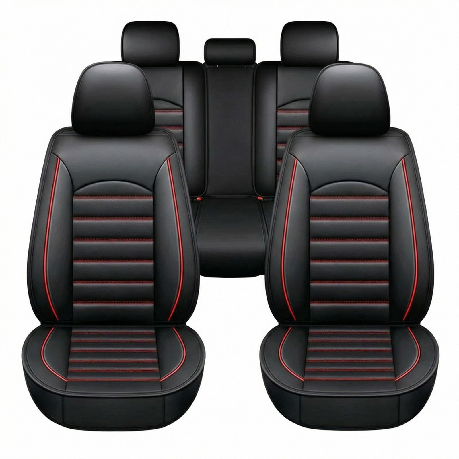 Luxury Auto Seat Covers Full Set, 5-Seat, PU Leather,Waterproof, Non-Slip,Sporty