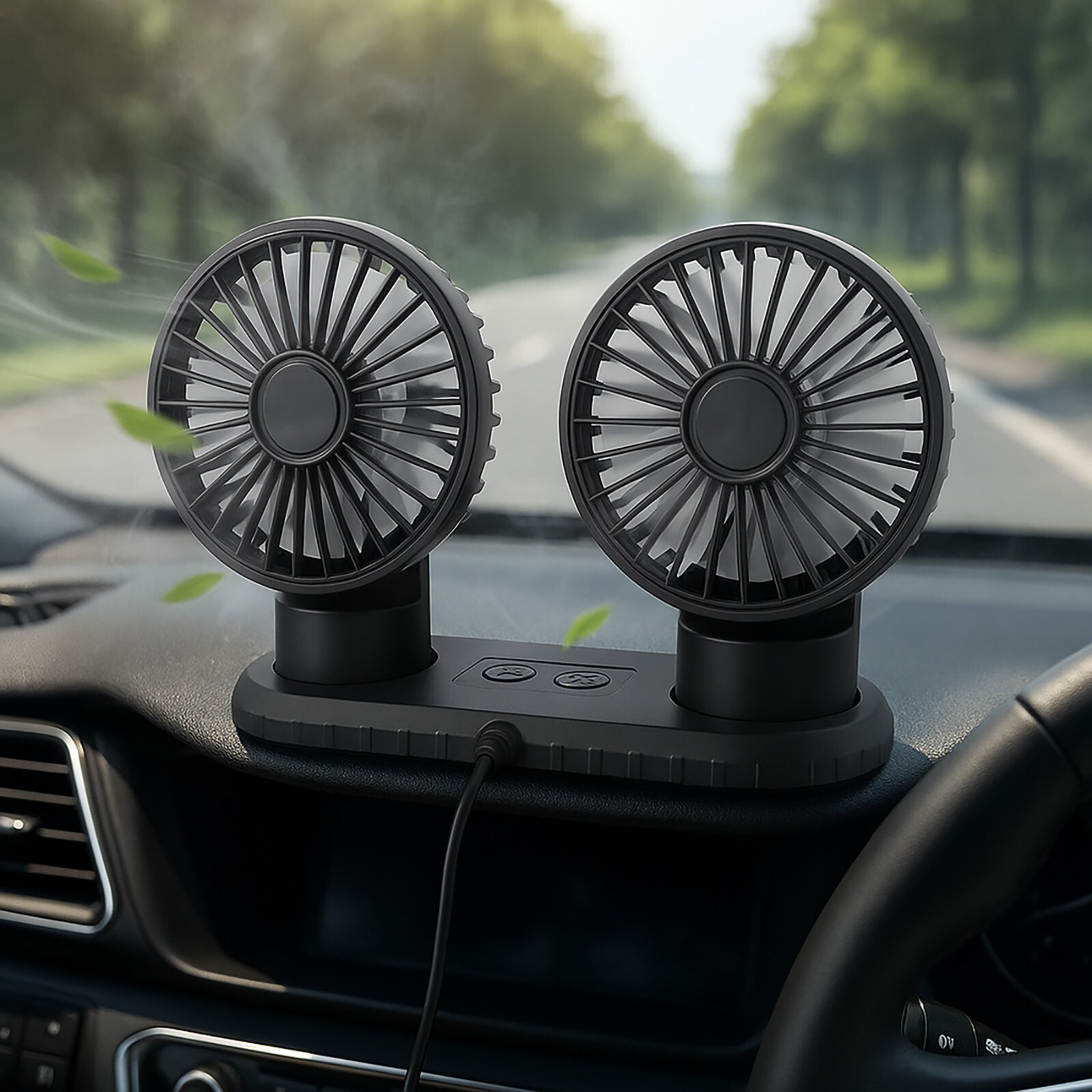 360° Rotatable Portable USB Powered dual head car fan for Vehicles SUV RV